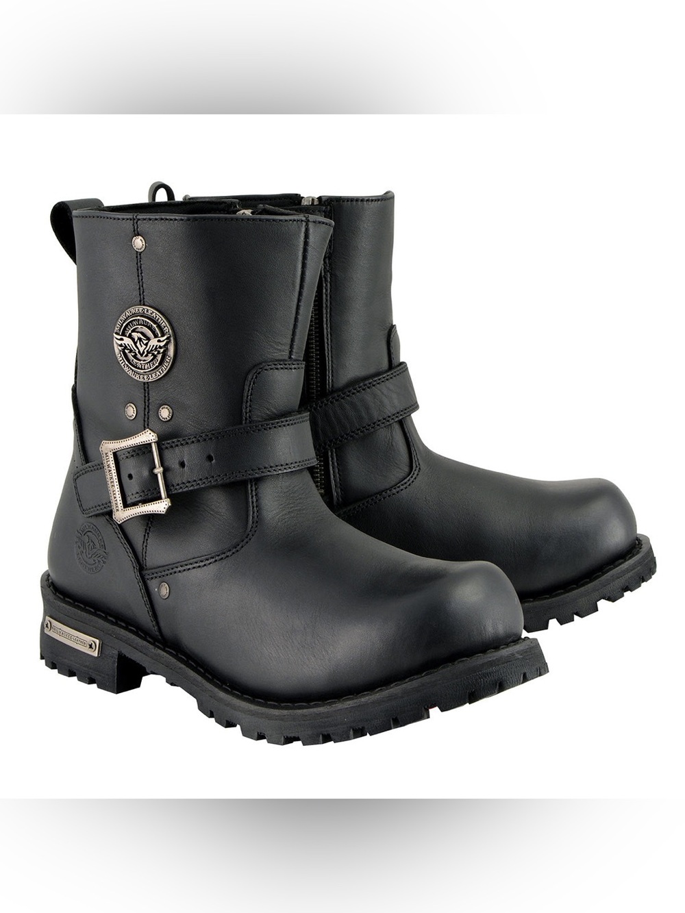 Milwaukee Leather Men’s Leather 6 Inch Black Motorcycle Boots MBM9040